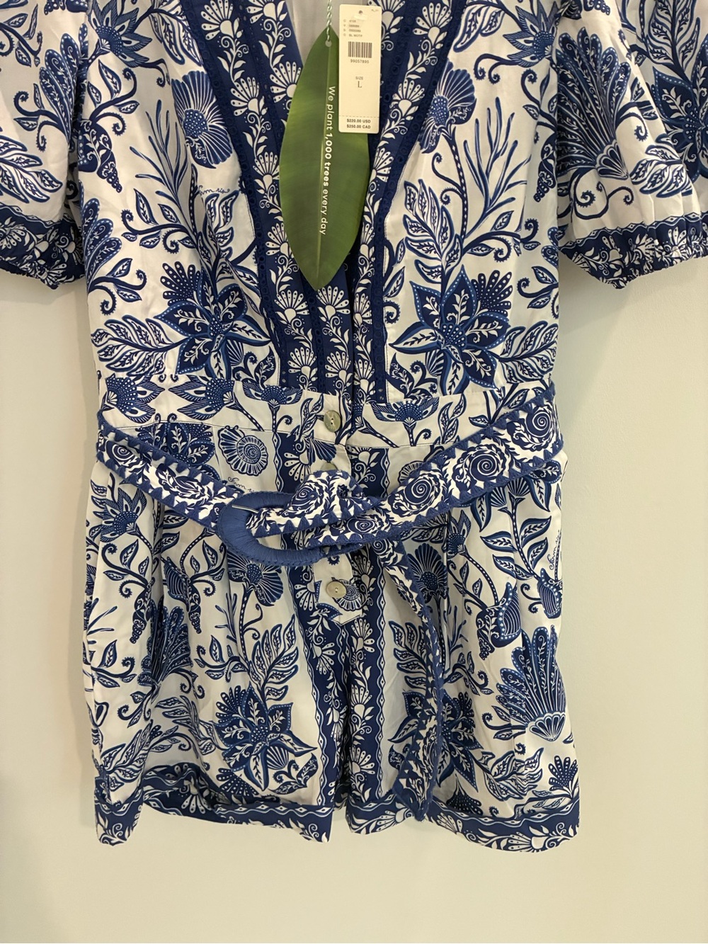Farm Rio Shell Garden Cotton V-Neck Romper - Picture 3 of 6